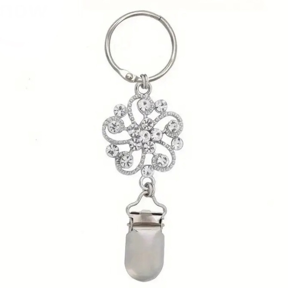 Flower & Rhinestone Metal Hat Clip - Picture 2 of 4